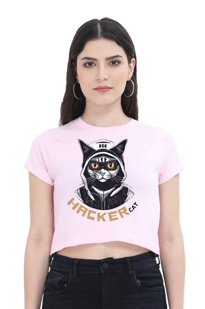 Female hacker cat crop top