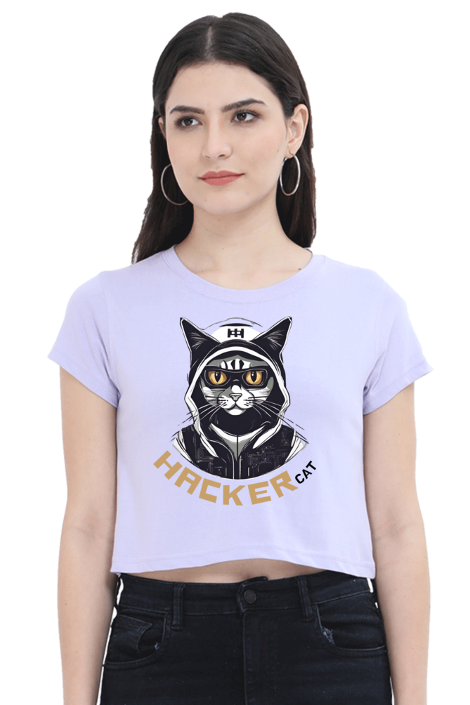Female hacker cat crop top