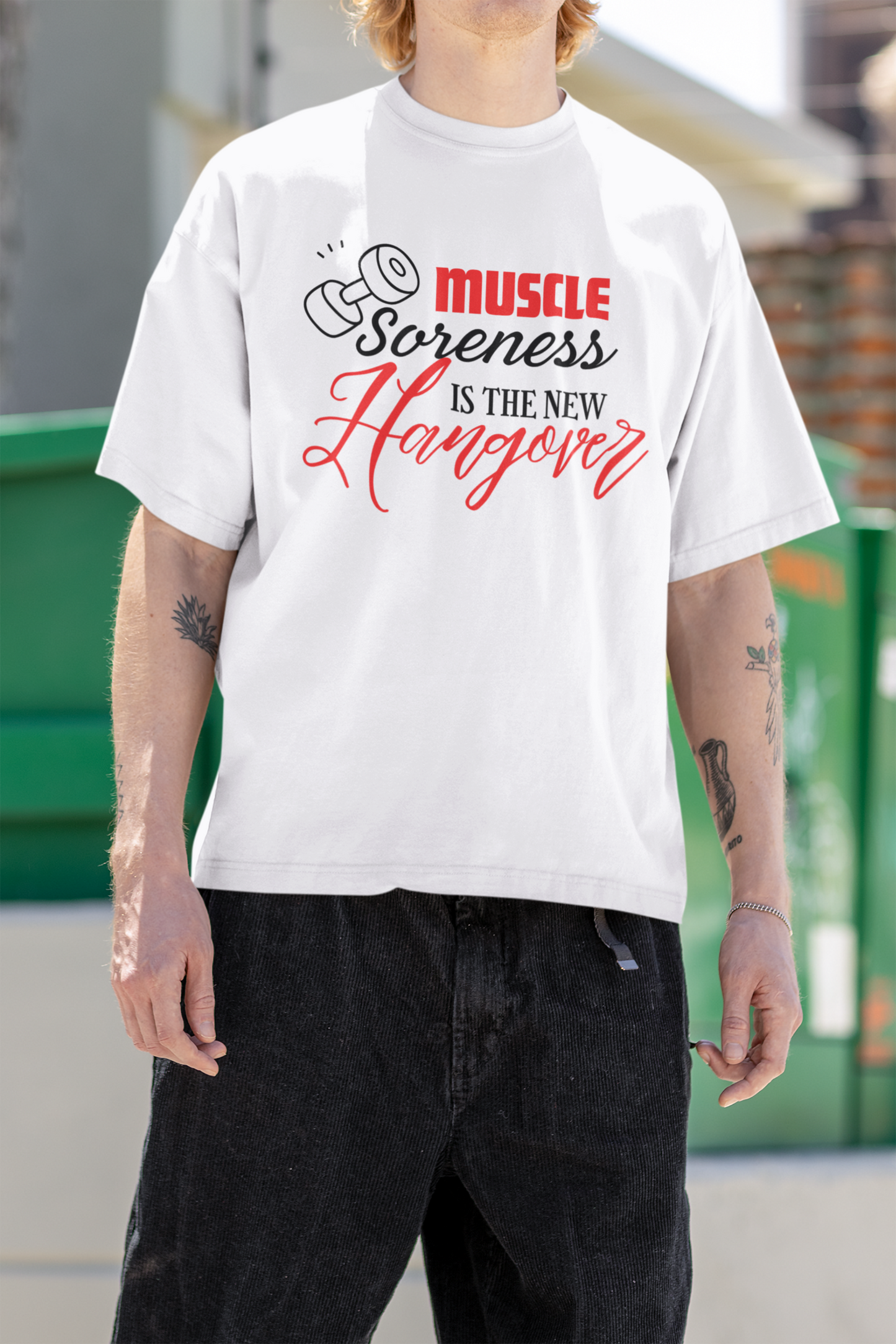 MUSCLE typography oversized t-shirt