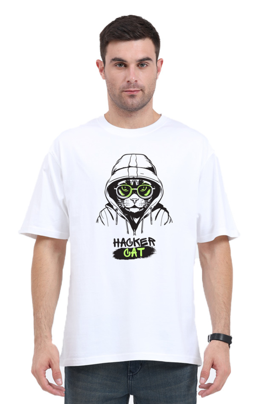 Hacker cat oversized classic T-shirt